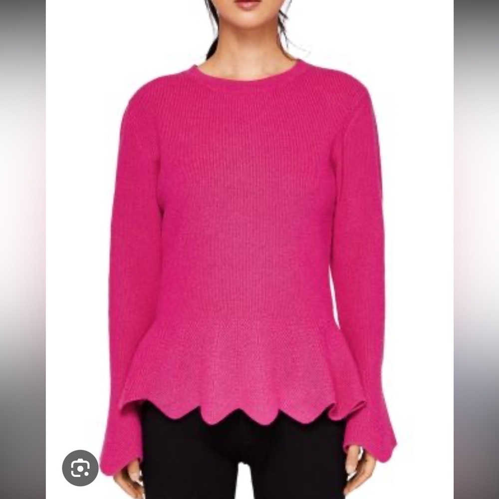 Ted Baker Bobbe Magenta Peplum Wool Sweater